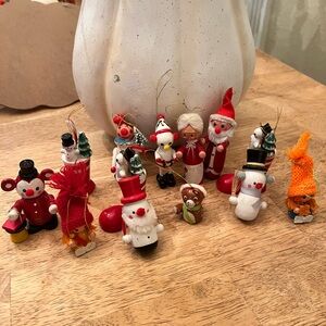 Vintage wooden Christmas ornaments set of 13 made in Taiwan